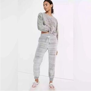 Madewell Velour Space Dyed Gray Slim Jogger 2 Piece Lounge/Travel Set!